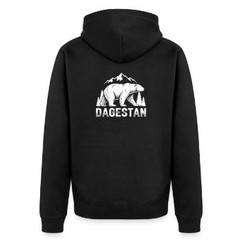 Dagestan Bear Mountain Crest - Unisex Premium Organic Zip Hoodie - black - Back - Nico (187cm)