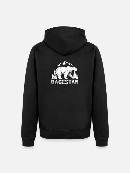 Dagestan Bear Mountain Crest - Unisex Premium Organic Zip Hoodie - black