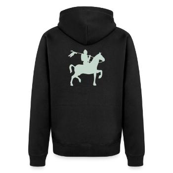 Ritter Krieger auf ein Pferd - Unisex Premium Bio Zip Hoodie - Schwarz - Hinten - Nico (187cm)