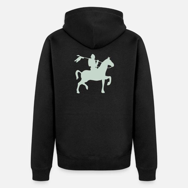 Chevalier guerrier à cheval - Veste à capuche bio Premium Unisexe - noir