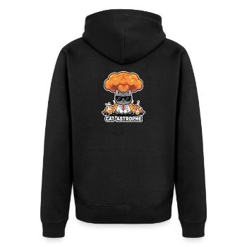 Cat Astrophe Labcoat - Unisex Premium Organic Zip Hoodie - black - Back - Nico (187cm)