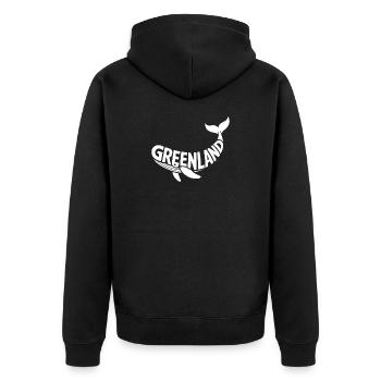 Greenland Wal Schriftzug - Unisex Premium Bio Zip Hoodie - Schwarz - Hinten - Nico (187cm)