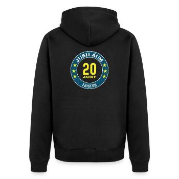 Friseur Jubiläum 20 Jahre 20. jähriges Jubilaeum - Unisex Premium Bio Zip Hoodie - Schwarz - Hinten - Nico (187cm)
