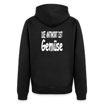 Gemüse - Unisex Premium Bio Zip Hoodie - Schwarz - Hinten - Nico (187cm)