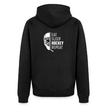 Hockey - Unisex Premium Bio Zip Hoodie - Schwarz - Hinten - Nico (187cm)