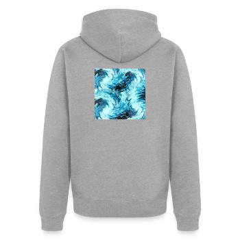 Vagues à motif marbre aqua - Veste à capuche bio Premium Unisexe - gris chiné - Dos - Nico (187cm)