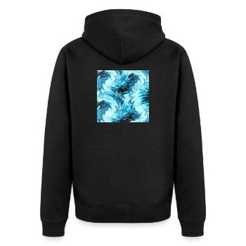 Aqua Marble Pattern Waves - Unisex Premium Organic Zip Hoodie - black - Back - Nico (187cm)