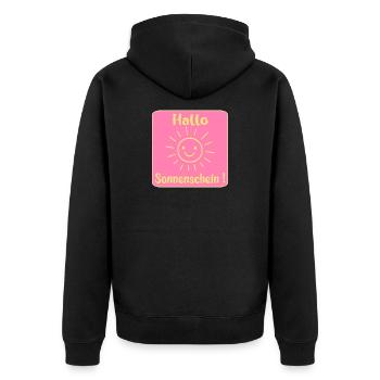 Hallo Sonnenschein - Unisex Premium Bio Zip Hoodie - Schwarz - Hinten - Nico (187cm)