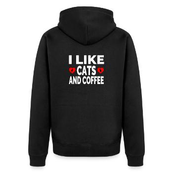 feline - Unisex Premium Organic Zip Hoodie - black - Back - Nico (187cm)