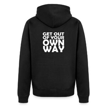 OWN WAY - Unisex Premium Organic Zip Hoodie - black - Back - Nico (187cm)
