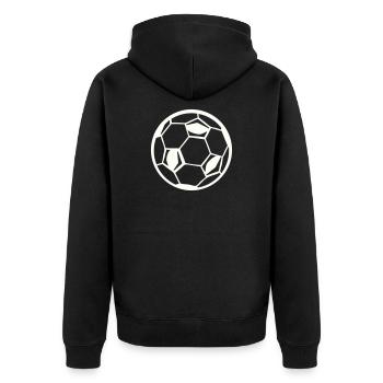 Soccer Fußball - Unisex Premium Bio Zip Hoodie - Schwarz - Hinten - Nico (187cm)