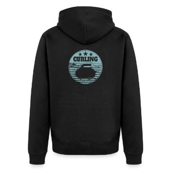 Sports d’hiver de Curling Stone Style Rétro Vintage - Veste à capuche bio Premium Unisexe - noir - Dos - Nico (187cm)