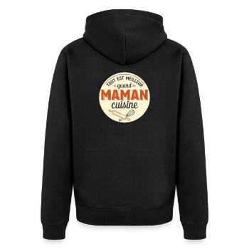 Geschenk für Mama Mama Küche - Unisex Premium Bio Zip Hoodie - Schwarz - Hinten - Nico (187cm)