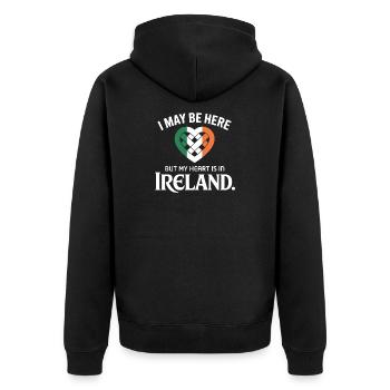 T-shirt Heart in Ireland Pride - Veste à capuche bio Premium Unisexe - noir - Dos - Nico (187cm)