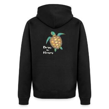 Sea Turtle Born to roam - Unisex Premium Organic Zip Hoodie - black - Back - Nico (187cm)