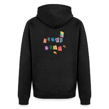 Schulkind  - Unisex Premium Bio Zip Hoodie - Schwarz - Hinten - Nico (187cm)