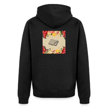 Vintage Floral Journal Frauentag - Unisex Premium Bio Zip Hoodie - Schwarz - Hinten - Nico (187cm)