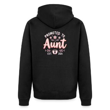 Tante 2026 Tante 2026 Befördert zu Tante 2026 - Unisex Premium Bio Zip Hoodie - Schwarz - Hinten - Nico (187cm)