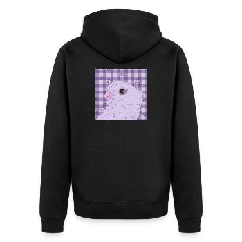 hübsche pink lila Taube - Unisex Premium Bio Zip Hoodie - Schwarz - Hinten - Nico (187cm)
