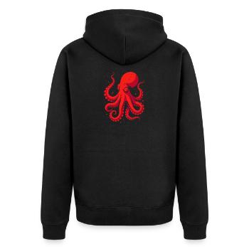 Crimson Octopus Pop Art - Unisex Premium Organic Zip Hoodie - black - Back - Nico (187cm)