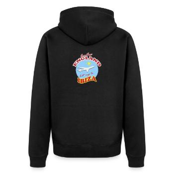 Goodbye England Let´s go to Ibiza  - Unisex Premium Organic Zip Hoodie - black - Back - Nico (187cm)