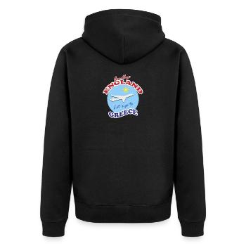 Goodbye England-Let´s go to Greece  - Unisex Premium Organic Zip Hoodie - black - Back - Nico (187cm)
