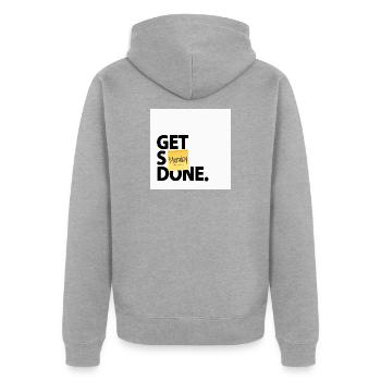 Get Stuff Done Monday Lustiges Büro Poster - Unisex Premium Bio Zip Hoodie - Grau meliert - Hinten - Nico (187cm)