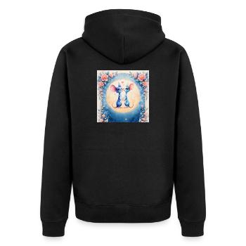 Blue mice in love - Unisex Premium Organic Zip Hoodie - black - Back - Nico (187cm)