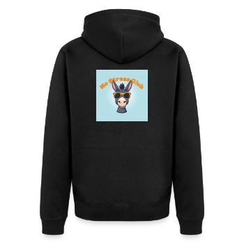 Stressfreier Club Esel - Unisex Premium Bio Zip Hoodie - Schwarz - Hinten - Nico (187cm)
