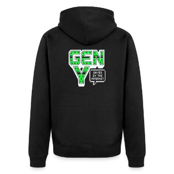 Génération Y, génération Y, Chemise Millennials, sweat à capuche - Veste à capuche bio Premium Unisexe - noir - Dos - Nico (187cm)