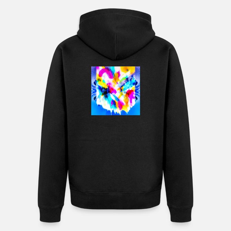 Farbexplosion im Aquarell - Unisex Premium Bio Zip Hoodie - Schwarz