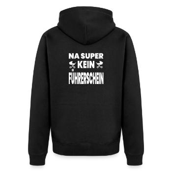 Führerschein - Unisex Premium Bio Zip Hoodie - Schwarz - Hinten - Nico (187cm)