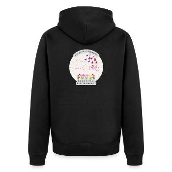 Fahrrad Pendler Shirt Floral Schmetterling Fahrrad - Unisex Premium Bio Zip Hoodie - Schwarz - Hinten - Nico (187cm)