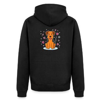 Airedale Terrier (Comic) - Unisex Premium Bio Zip Hoodie - Schwarz - Hinten - Nico (187cm)