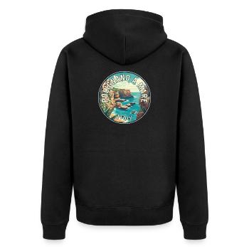 Experience Coastal Splendor Polignano a Mare Italy - Unisex Premium Organic Zip Hoodie - black - Back - Nico (187cm)