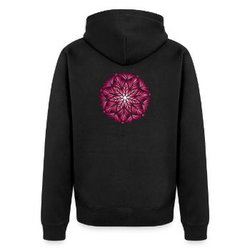 Mandala Rose Lumineux - Veste à capuche bio Premium Unisexe - noir - Dos - Nico (187cm)