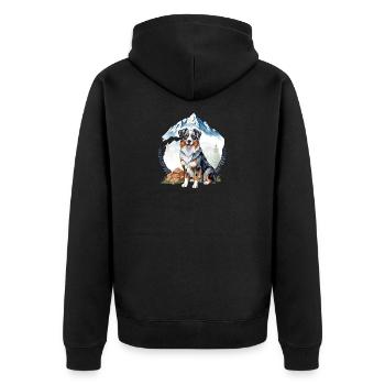 Aussie Dog Landscape Nature Illustration - Unisex Premium Organic Zip Hoodie - black - Back - Nico (187cm)