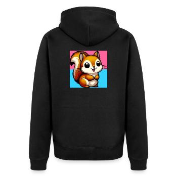 squirrel - Unisex Premium Organic Zip Hoodie - black - Back - Nico (187cm)