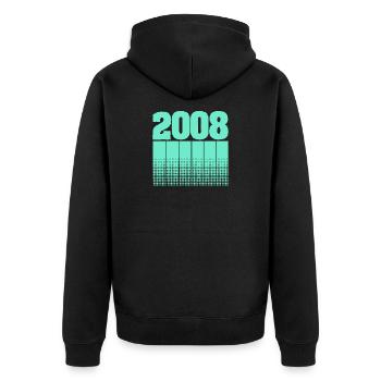 2008 - Unisex Premium Bio Zip Hoodie - Schwarz - Hinten - Nico (187cm)