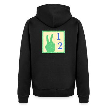 Retro One Two Counting Handgrafik - Unisex Premium Bio Zip Hoodie - Schwarz - Hinten - Nico (187cm)