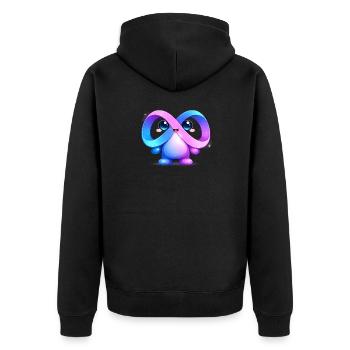 Cute Meta Infinity Mascot Sticker - Unisex Premium Organic Zip Hoodie - black - Back - Nico (187cm)