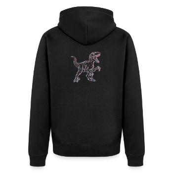 Neon Dinosaur 3D Skeleton - Unisex Premium Organic Zip Hoodie - black - Back - Nico (187cm)
