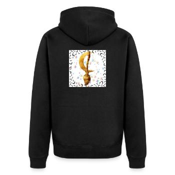 Goldener Besen und Magischer Mond - Unisex Premium Bio Zip Hoodie - Schwarz - Hinten - Nico (187cm)
