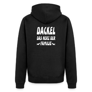 Dackel - Unisex Premium Bio Zip Hoodie - Schwarz - Hinten - Nico (187cm)