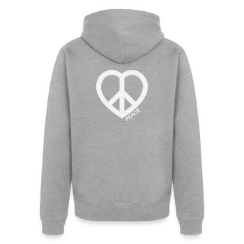Symbole de la Paix du Cœur - Veste à capuche bio Premium Unisexe - gris chiné - Dos - Nico (187cm)