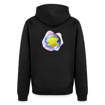 Surreale Merkaba-Erde - Unisex Premium Bio Zip Hoodie - Schwarz - Hinten - Nico (187cm)