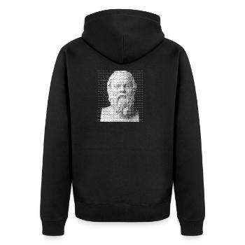 Socrates Halftone Portrait. - Unisex Premium Organic Zip Hoodie - black - Back - Nico (187cm)