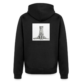 Coole Katze Yoga Spagat - Unisex Premium Bio Zip Hoodie - Schwarz - Hinten - Nico (187cm)