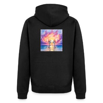 Little mice at sunset on the beach - Unisex Premium Organic Zip Hoodie - black - Back - Nico (187cm)