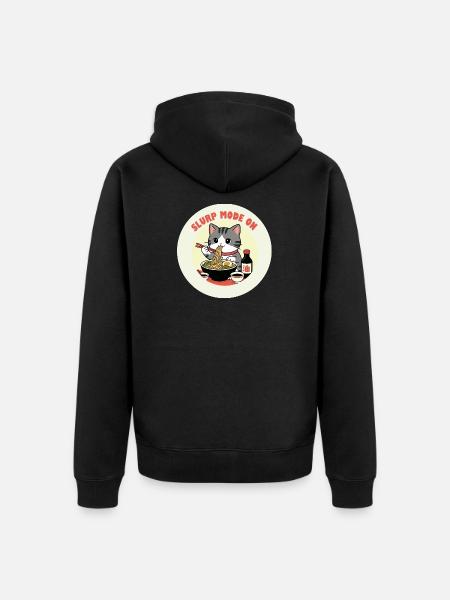 Chaton mangeant Ramen Mode Slurp - Veste à capuche bio Premium Unisexe - noir
